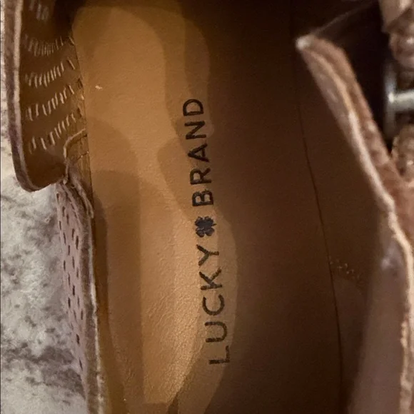 Lucky Brand Taupe Perforated Leather Ankle Booties - Picture 4 of 7